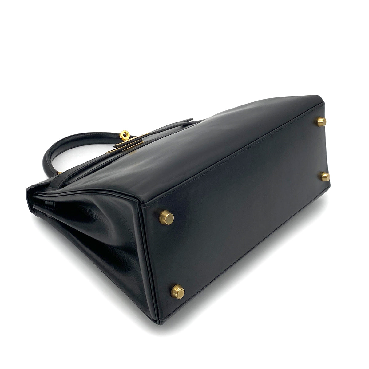 HERMES KELLY 28 RETOURNE BLACK BOXCALF HAND SHOULDER BAG 〇X GHW 90256414