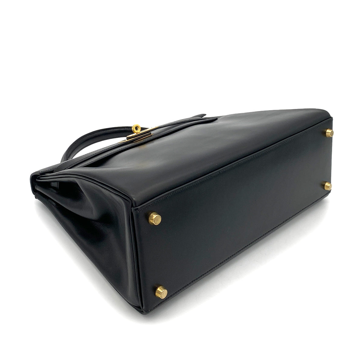 HERMES KELLY 32 RETOURNE BLACK BOXCALF HAND SHOULDER BAG 〇Y GHW 90256419