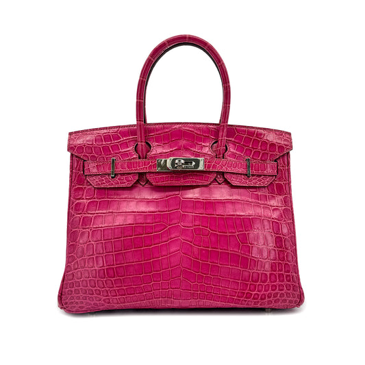 HERMES BIRKIN 30 FUCHSIA CROCODILE NILOTICUS HAND BAG □I SHW 90256428