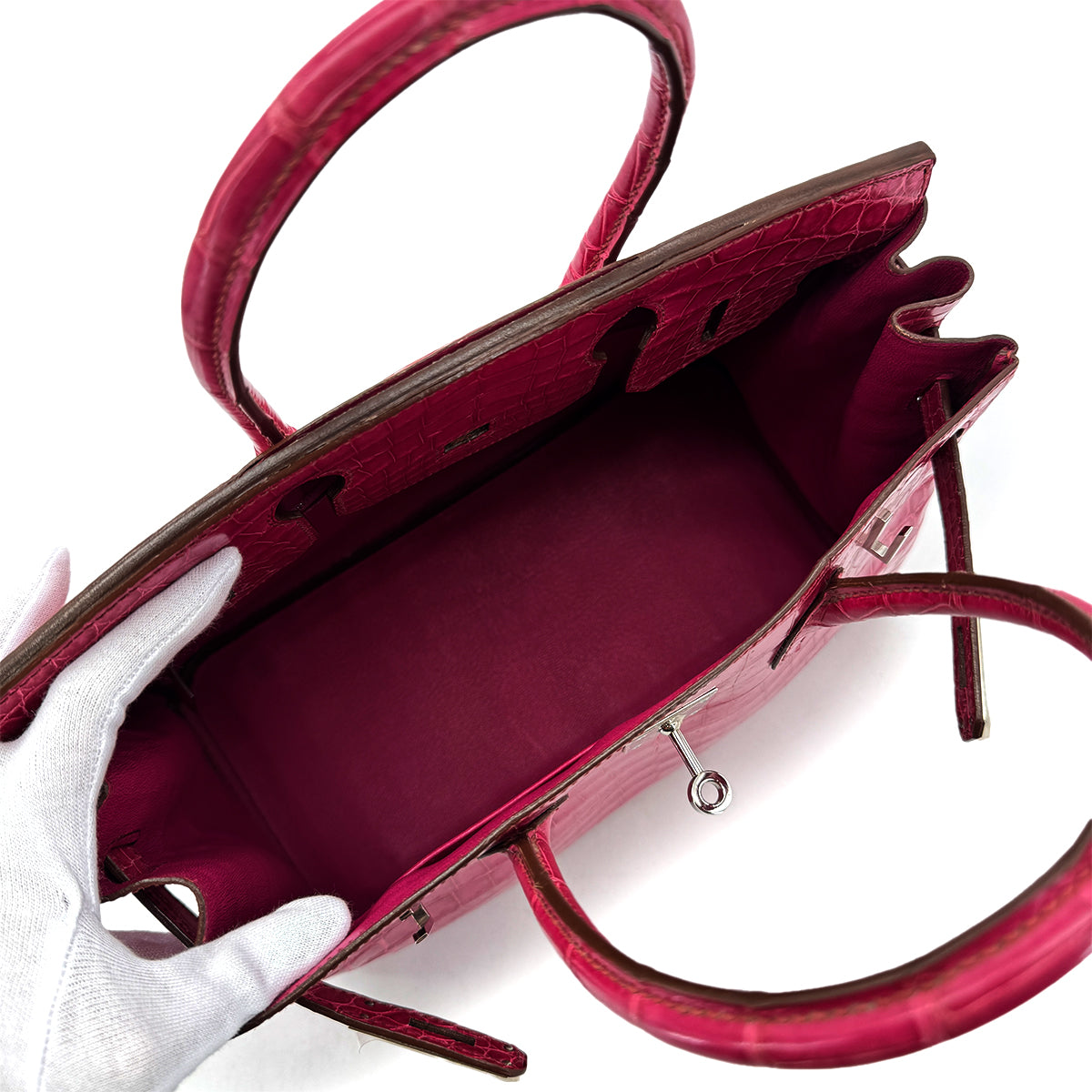 HERMES BIRKIN 30 FUCHSIA CROCODILE NILOTICUS HAND BAG □I SHW 90256428
