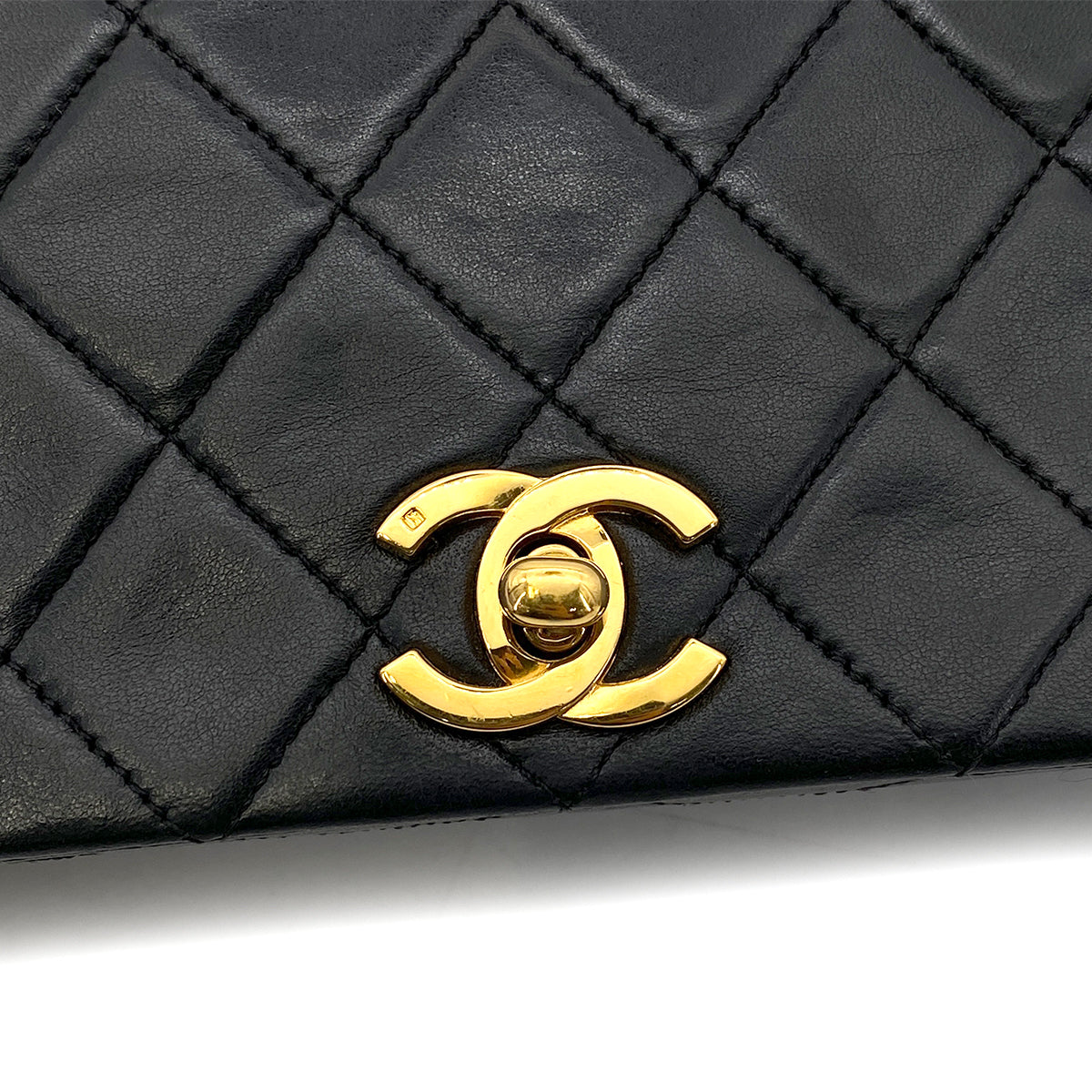 CHANEL VINTAGE FULL FLAP CHAIN SHOULDER BAG BLACK LAMB SKIN 90256453