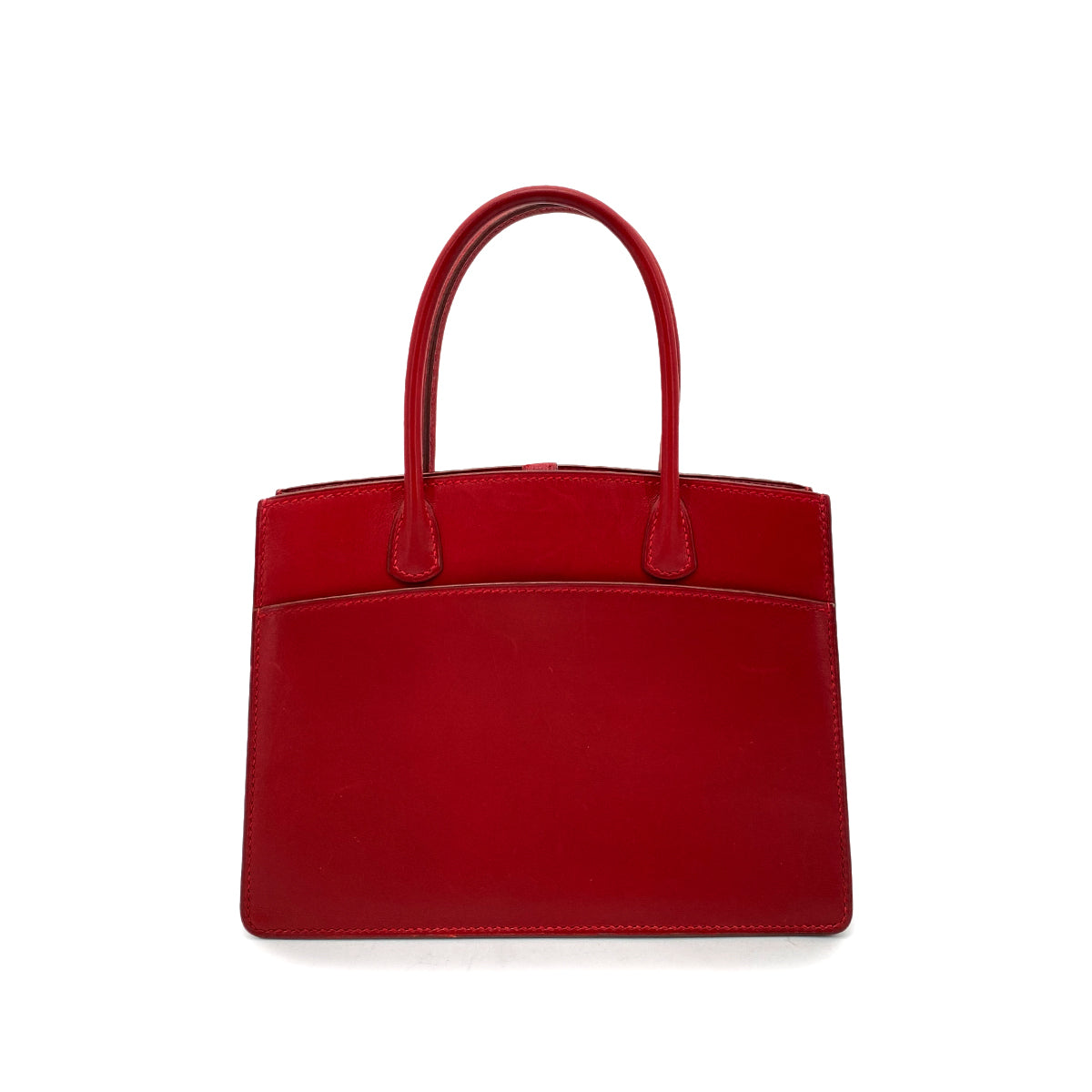 HERMES WHITE BUS TPM ROUGE VIF BOXCALF HAND BAG □F 90256456