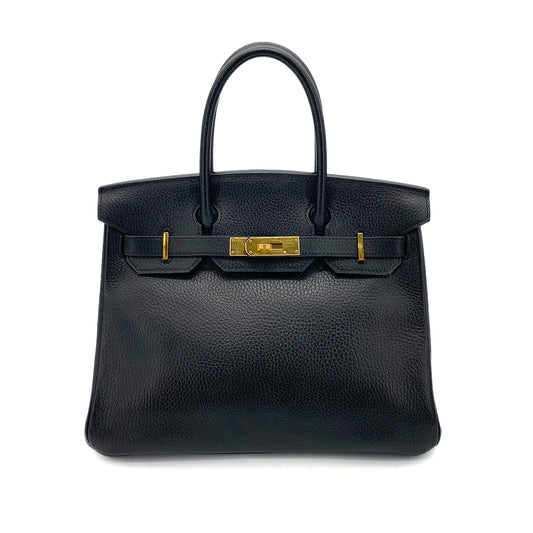 HERMES BIRKIN 30 BLACK ARDENNES HAND BAG □B GHW 90256466