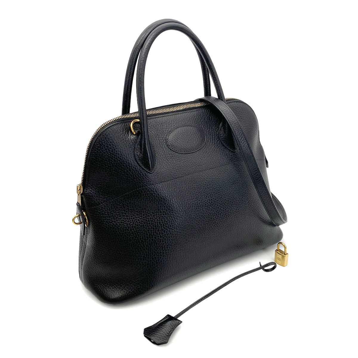 HERMES BOLIDE 31 BLACK ARDENNES HAND SHOULDER BAG 〇X 90256921