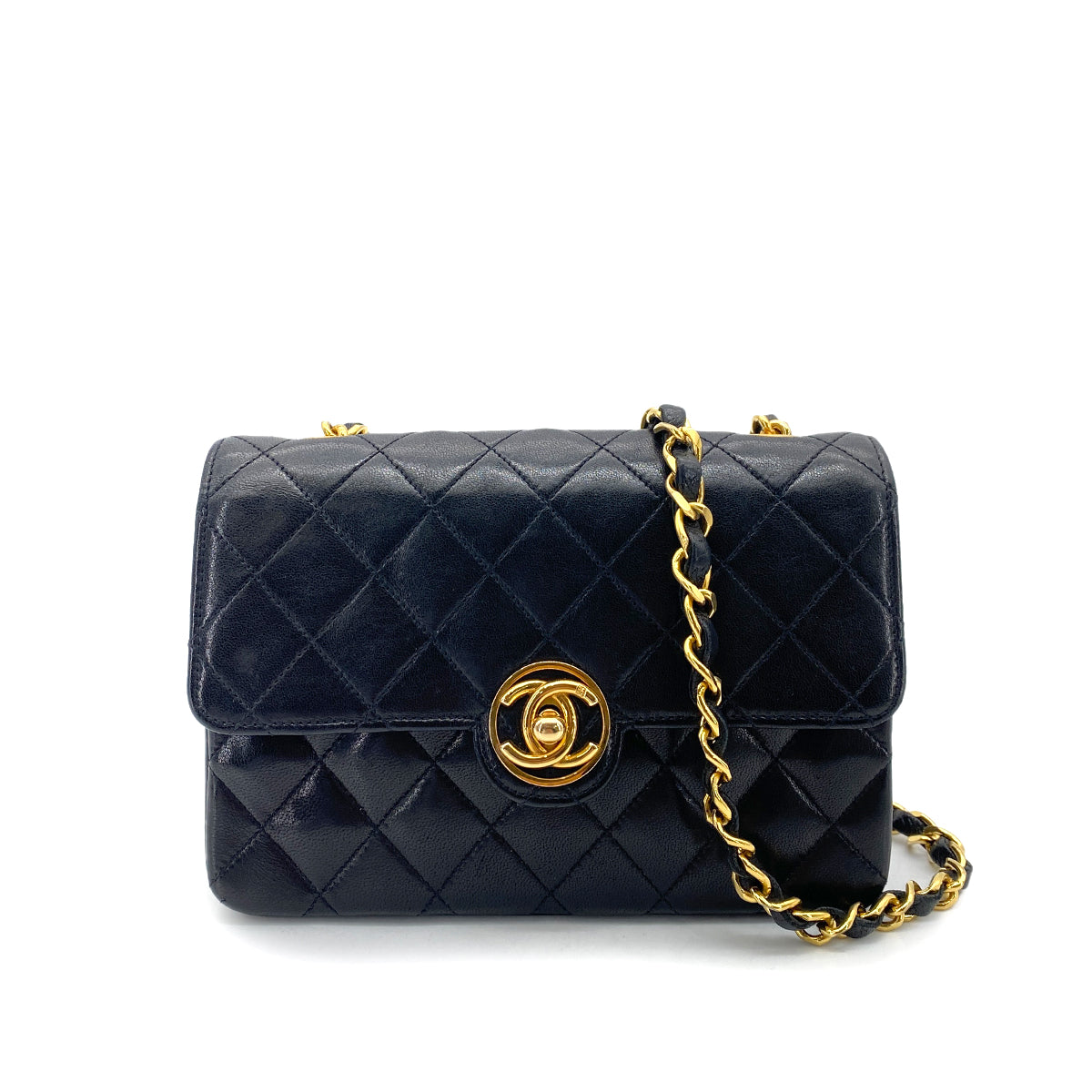 CHANEL VINTAGE MINI FLAP CHAIN SHOULDER BAG BLACK LAMB SKIN 90256934