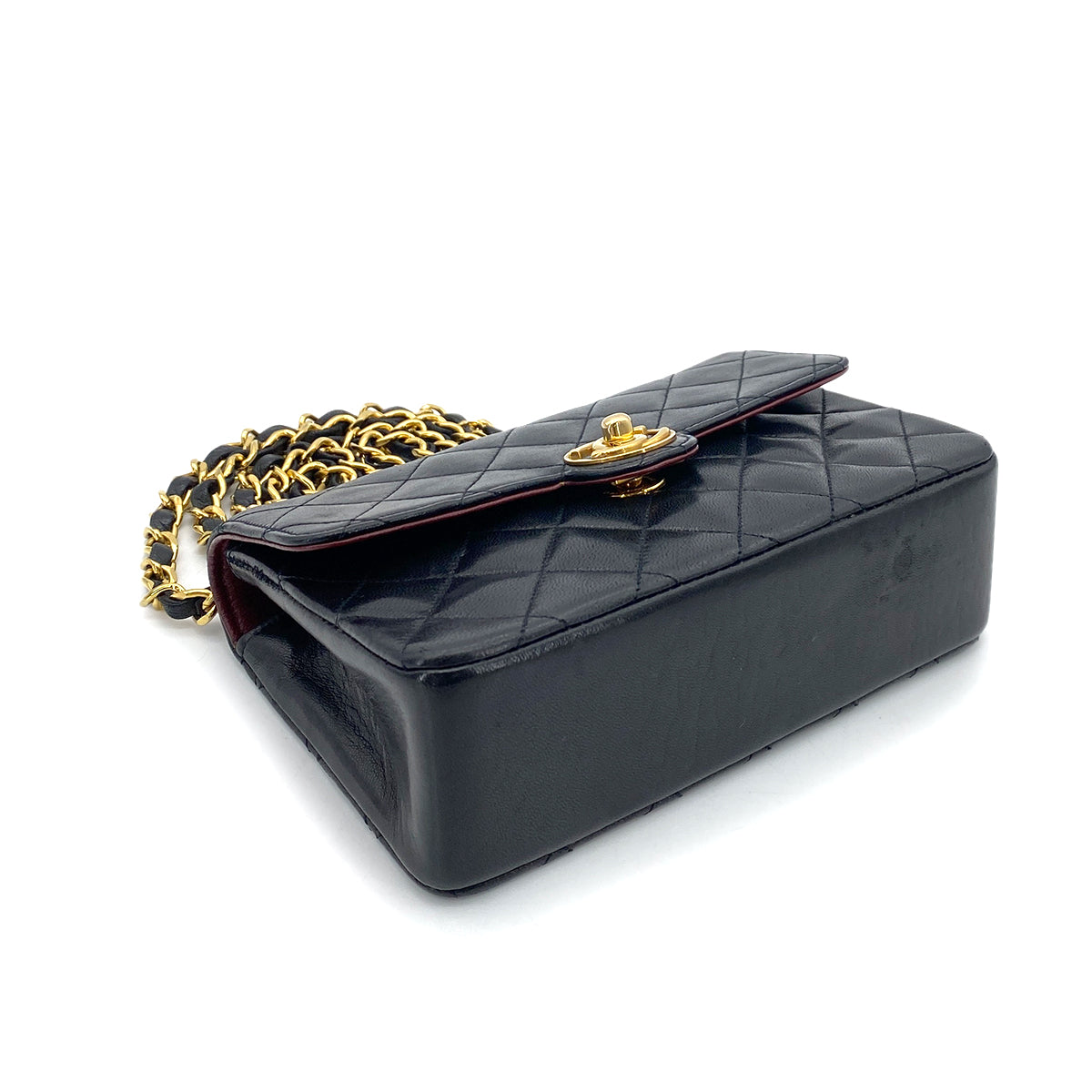 CHANEL VINTAGE MINI FLAP CHAIN SHOULDER BAG BLACK LAMB SKIN 90256934