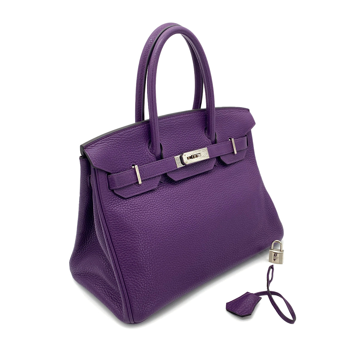 HERMES BIRKIN 30 ULTRA VIOLET TAURILLON CLEMENCE HAND BAG □P SHW 90257294