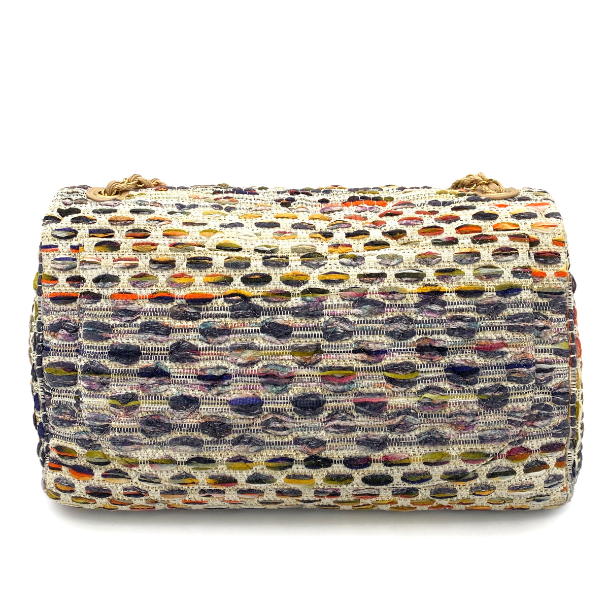 CHANEL DOUBLE CHAIN SHOULDER BAG MULTI COLOR TWEED 90257304