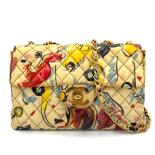 CHANEL VINTAGE MAXI MATELASSE 34 CHAIN SHOULDER BAG MULTICOLOR PVC HAWAI LIMITED 90257305