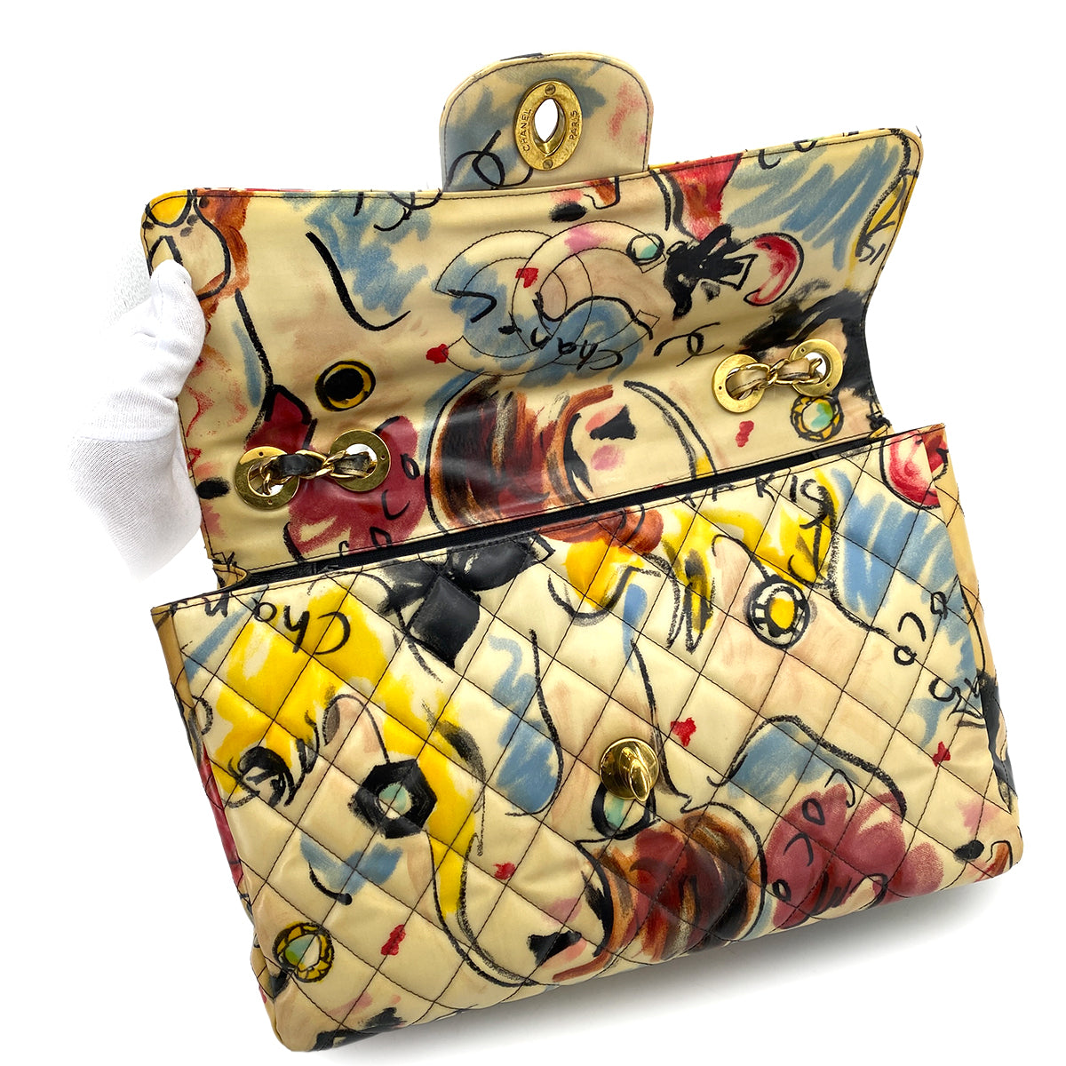 CHANEL VINTAGE MAXI MATELASSE 34 CHAIN SHOULDER BAG MULTICOLOR PVC HAWAI LIMITED 90257305