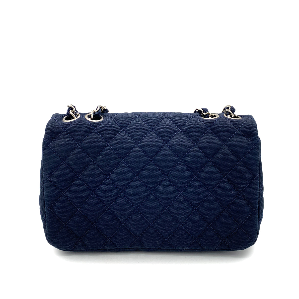 CHANEL VINTAGE CRUISE LINE CHAIN SHOULDER BAG NAVY CANVAS 90257309