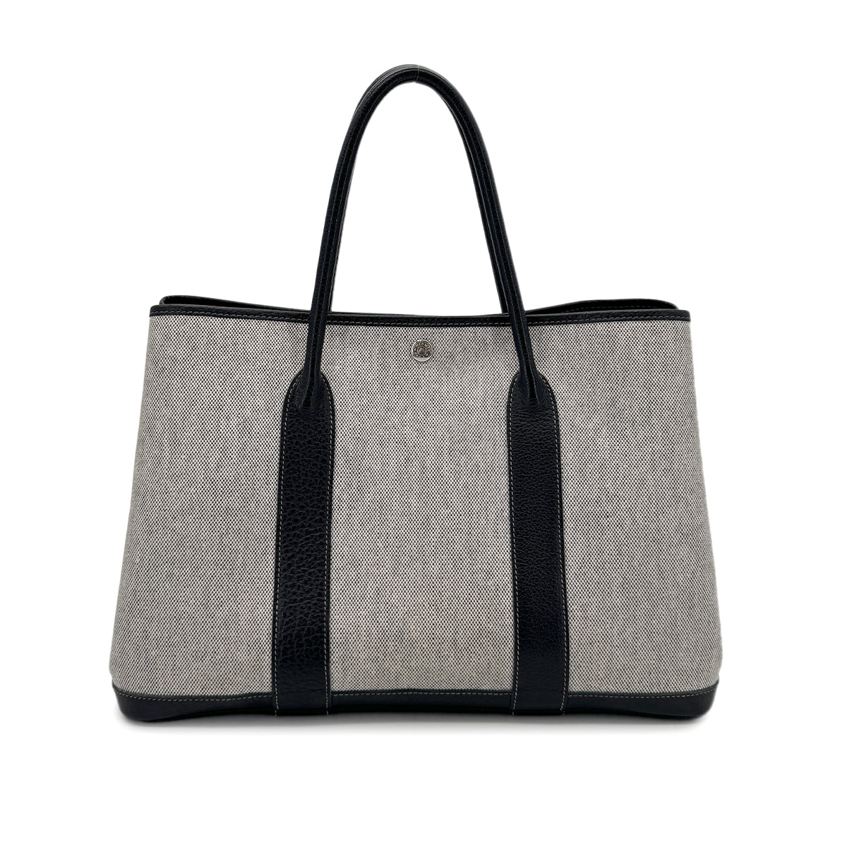 HERMES GARDEN PARTY PM BLACK TOILE H BUFFLE SKIPPER TOTE BAG □F 90257435