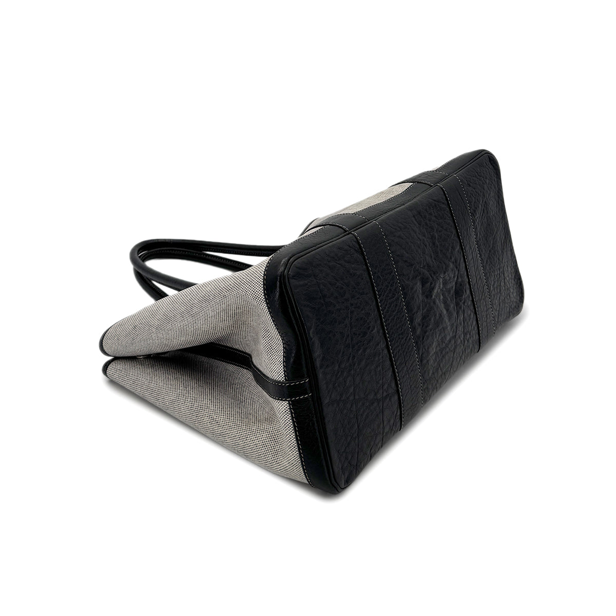 HERMES GARDEN PARTY PM BLACK TOILE H BUFFLE SKIPPER TOTE BAG □F 90257435