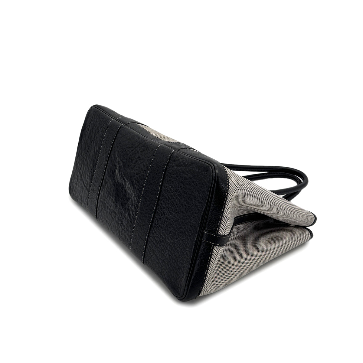 HERMES GARDEN PARTY PM BLACK TOILE H BUFFLE SKIPPER TOTE BAG □F 90257435