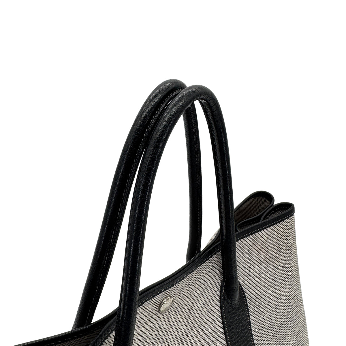 HERMES GARDEN PARTY PM BLACK TOILE H BUFFLE SKIPPER TOTE BAG □F 90257435