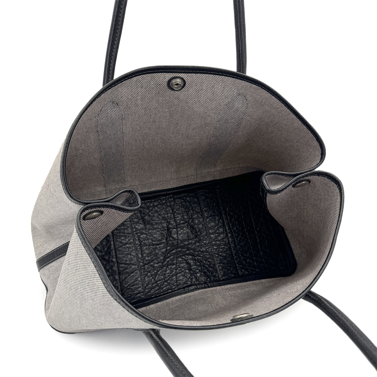 HERMES GARDEN PARTY PM BLACK TOILE H BUFFLE SKIPPER TOTE BAG □F 90257435