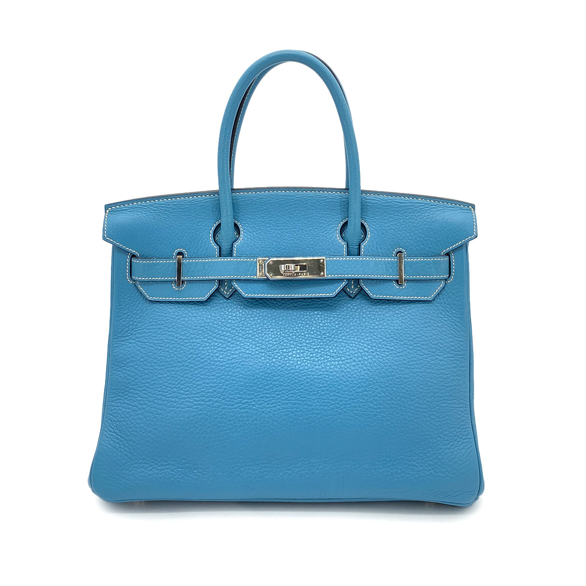 HERMES BIRKIN 30 BLUE JEAN TAURILLON CLEMENCE HAND BAG □I SHW 90257437