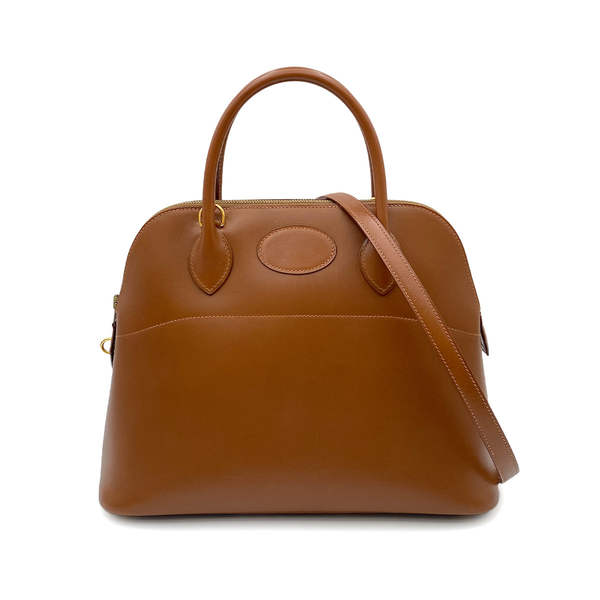 HERMES BOLIDE 31 NOISETTE BOXCALF HAND SHOULDER BAG □F 90257440