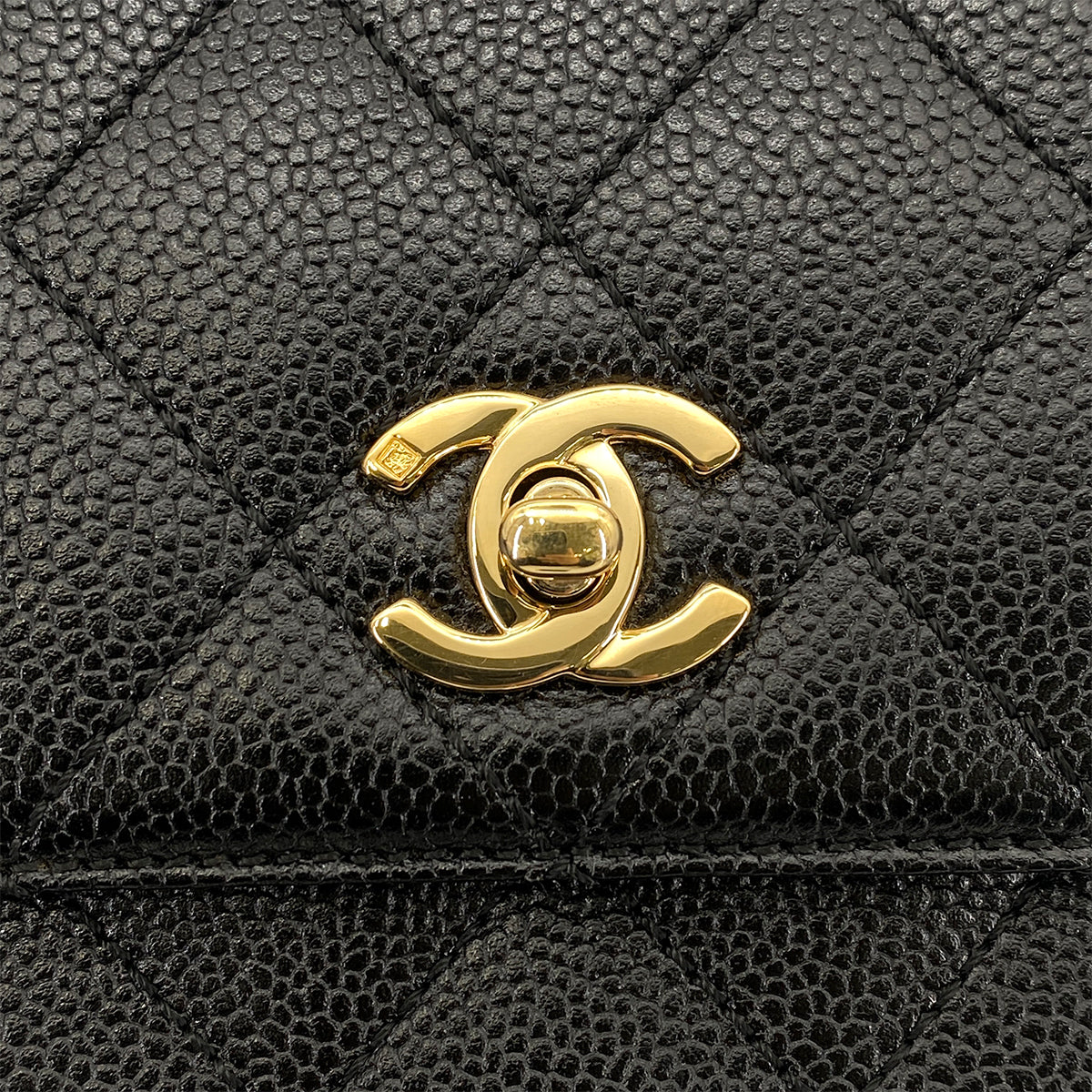 CHANEL VINTAGE MATELASSE HAND BAG BLACK CAVIAR SKIN 90257445