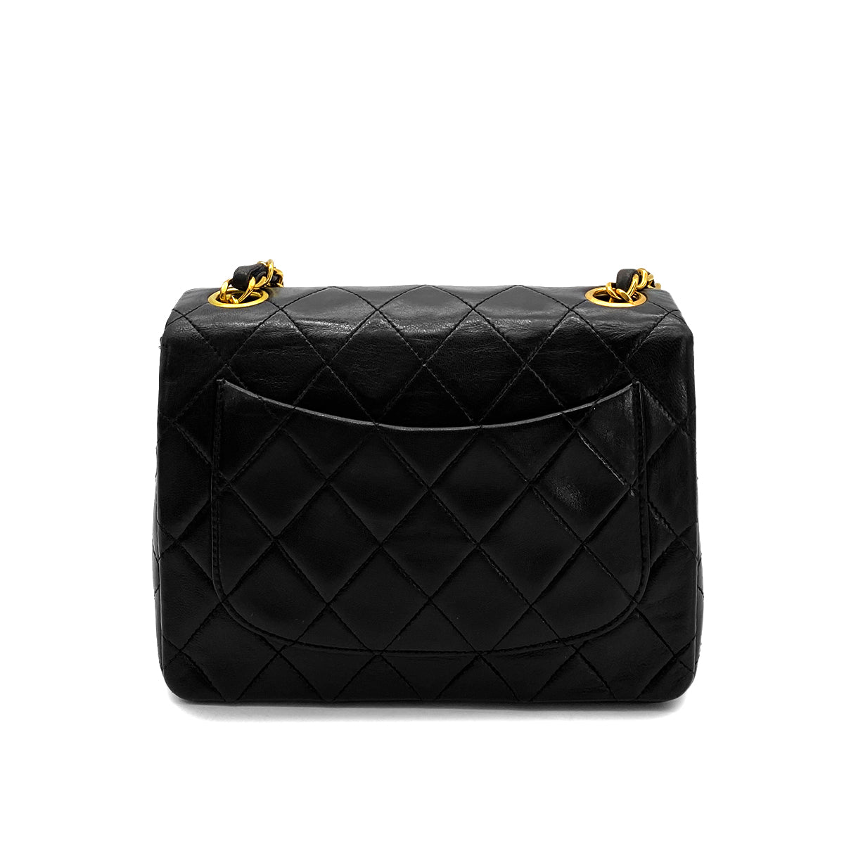 CHANEL VINTAGE MINI SQUARE 17 CHAIN SHOULDER BAG BLACK LAMB SKIN 90257451