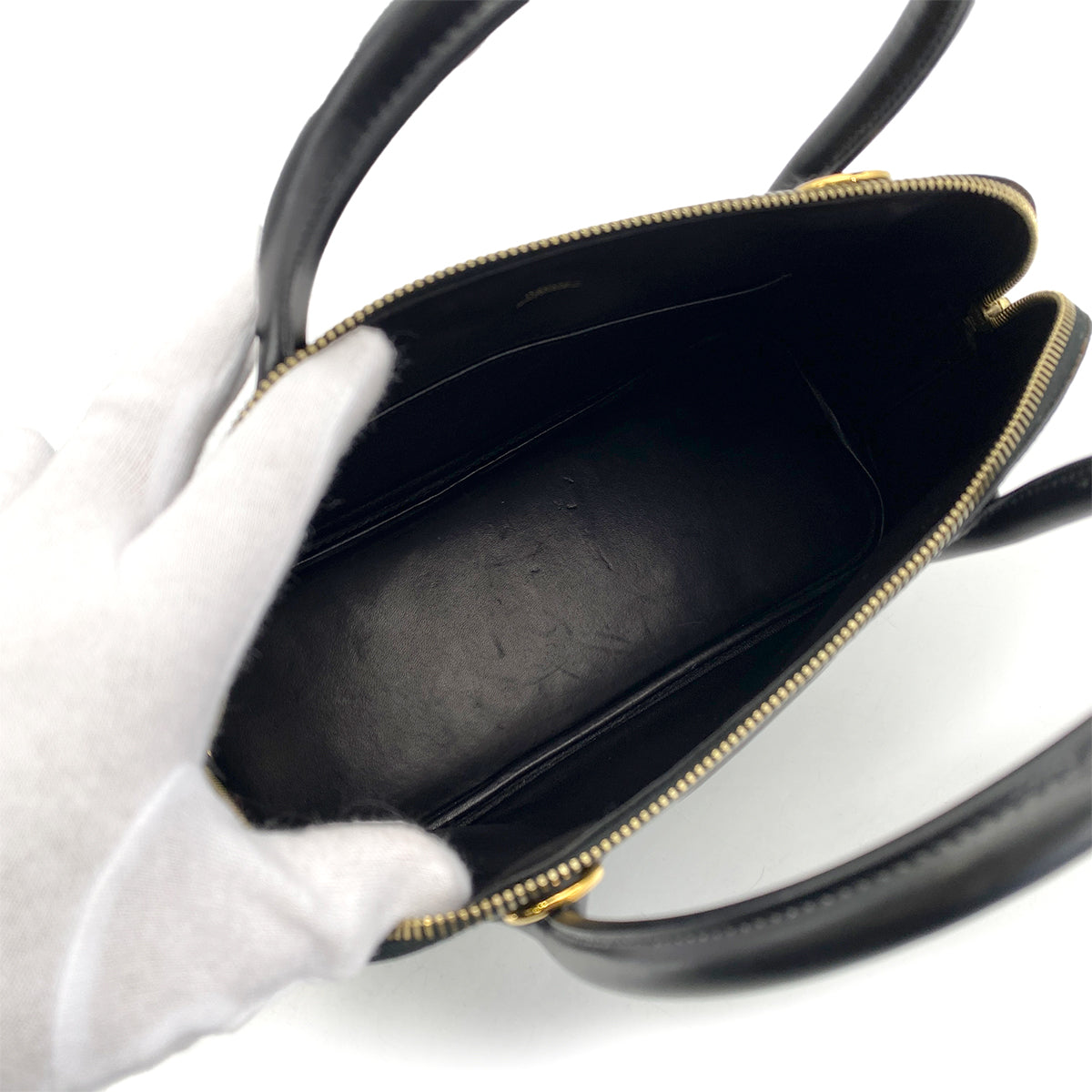 HERMES BOLIDE 31 BLACK BOXCALF HAND SHOULDER BAG □F 90257595