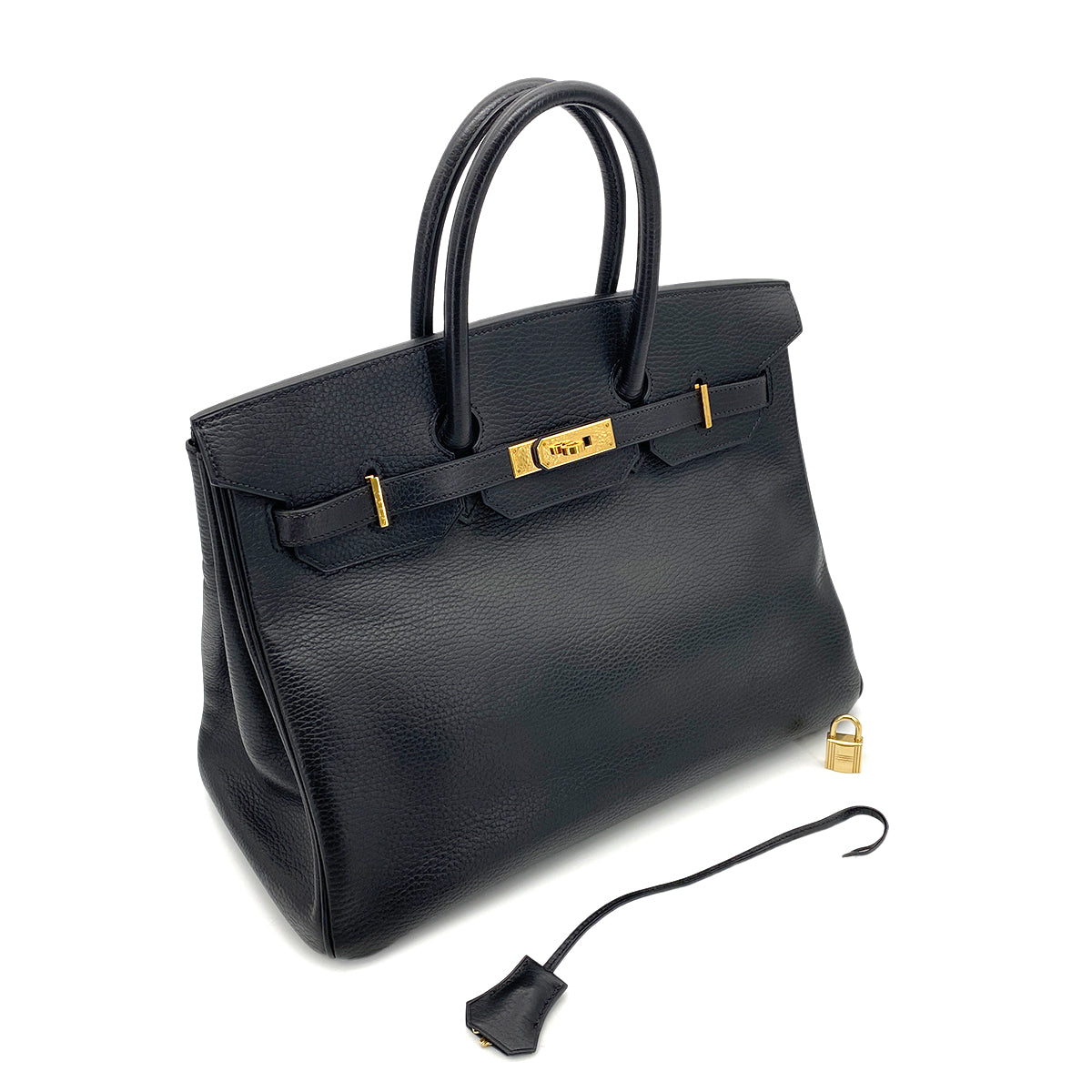 HERMES BIRKIN 35 BLACK ARDENNES HAND BAG □F GHW 90257598