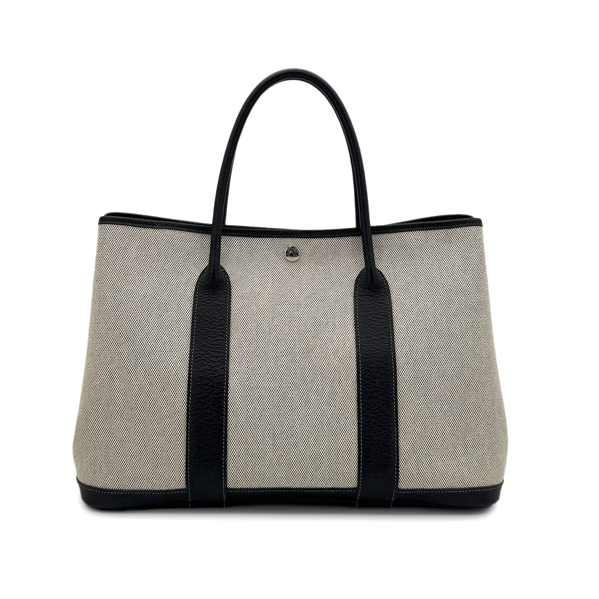 HERMES GARDEN PARTY PM BLACK TOILE H TOTE BAG □J 90257602