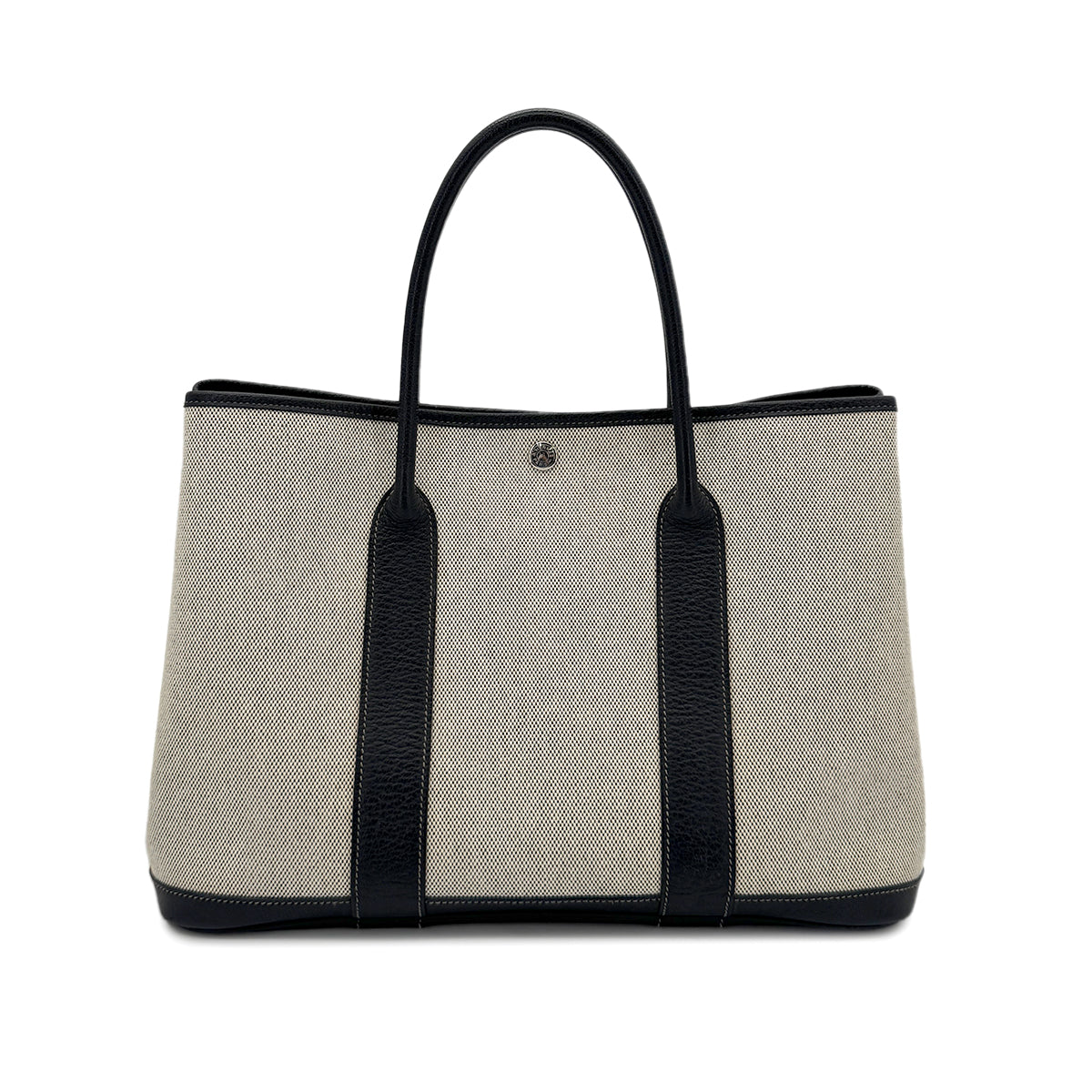 HERMES GARDEN PARTY PM BLACK TOILE H TOTE BAG □J 90257602