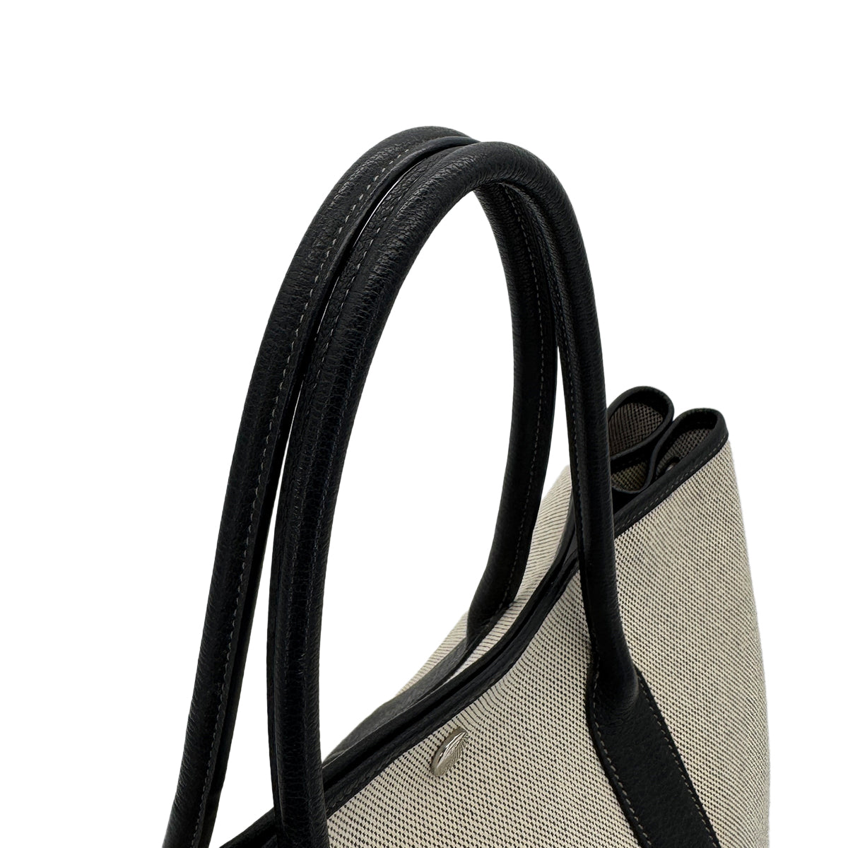 HERMES GARDEN PARTY PM BLACK TOILE H TOTE BAG □J 90257602