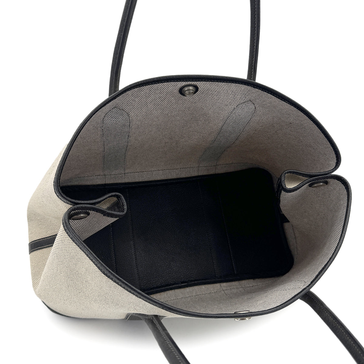 HERMES GARDEN PARTY PM BLACK TOILE H TOTE BAG □J 90257602