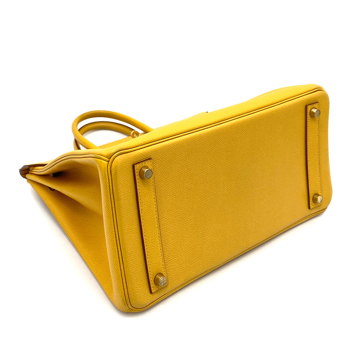 HERMES HAUT A COURROIES 32 JAUNE COUCHEVEL HAND BAG □A 90258052