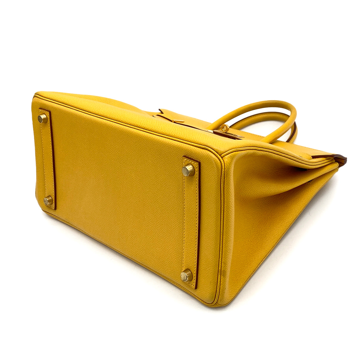 HERMES HAUT A COURROIES 32 JAUNE COUCHEVEL HAND BAG □A 90258052