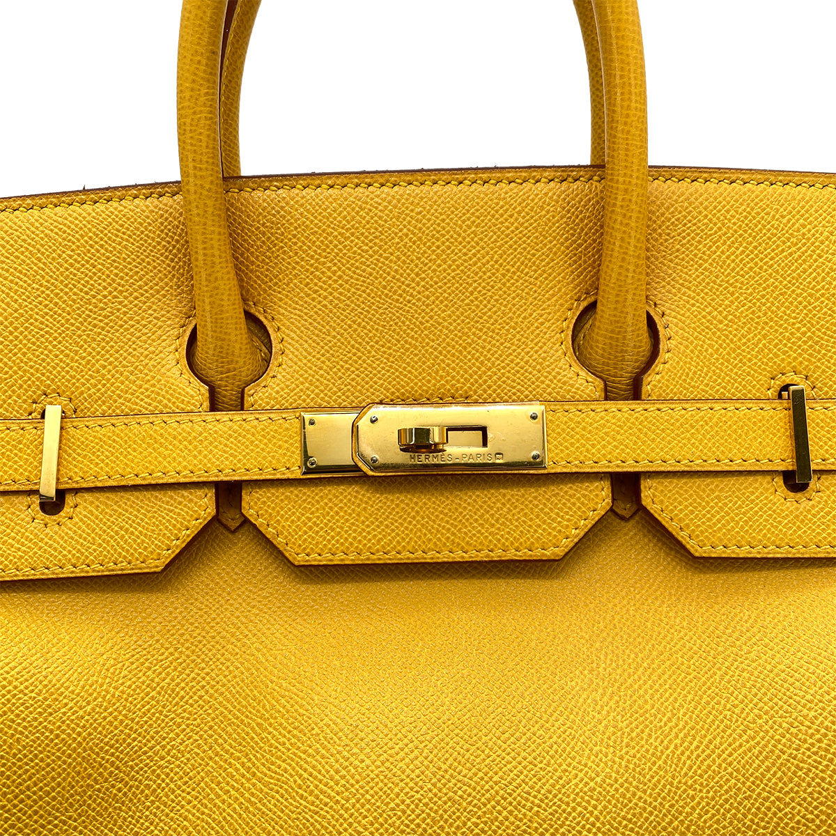 HERMES HAUT A COURROIES 32 JAUNE COUCHEVEL HAND BAG □A 90258052