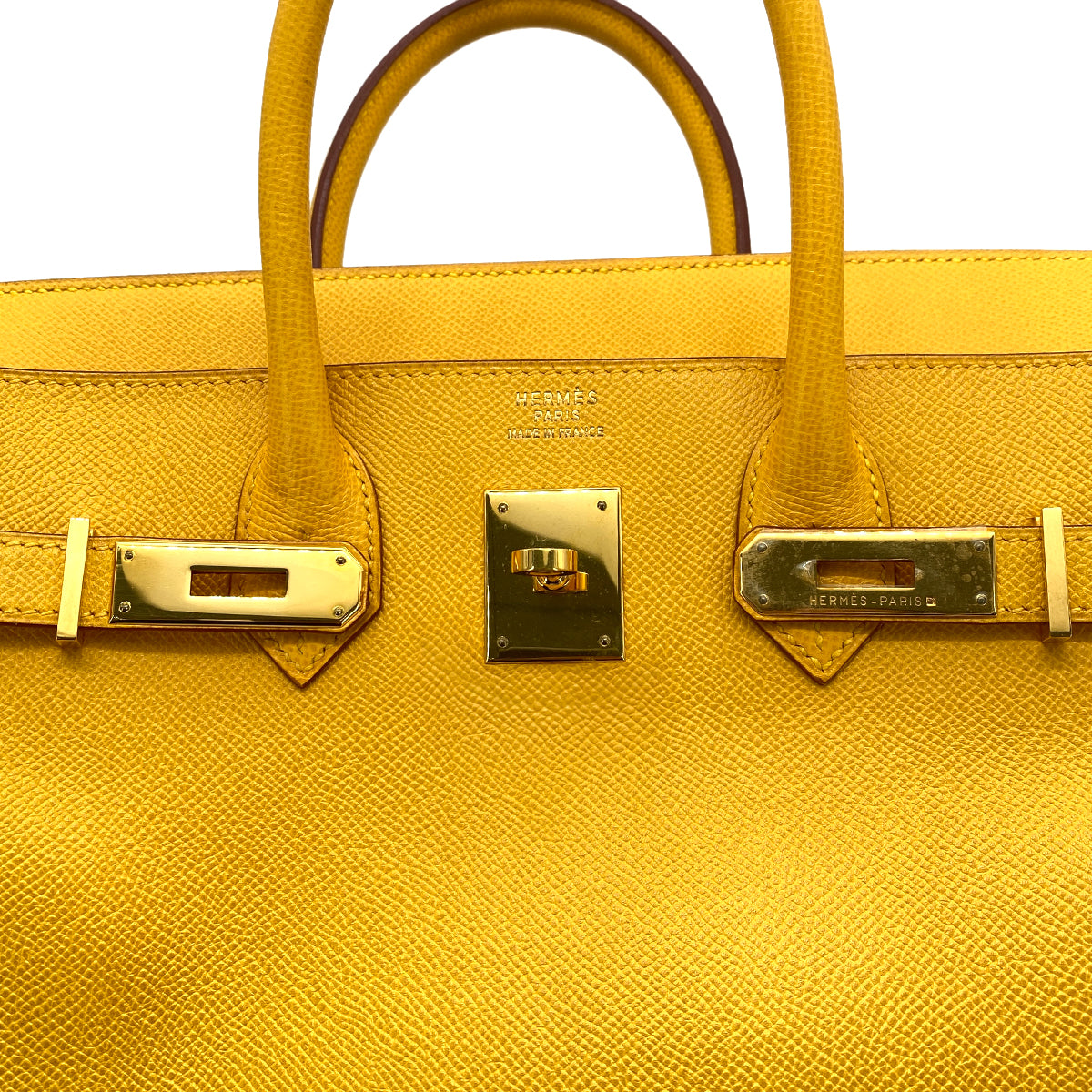 HERMES HAUT A COURROIES 32 JAUNE COUCHEVEL HAND BAG □A 90258052