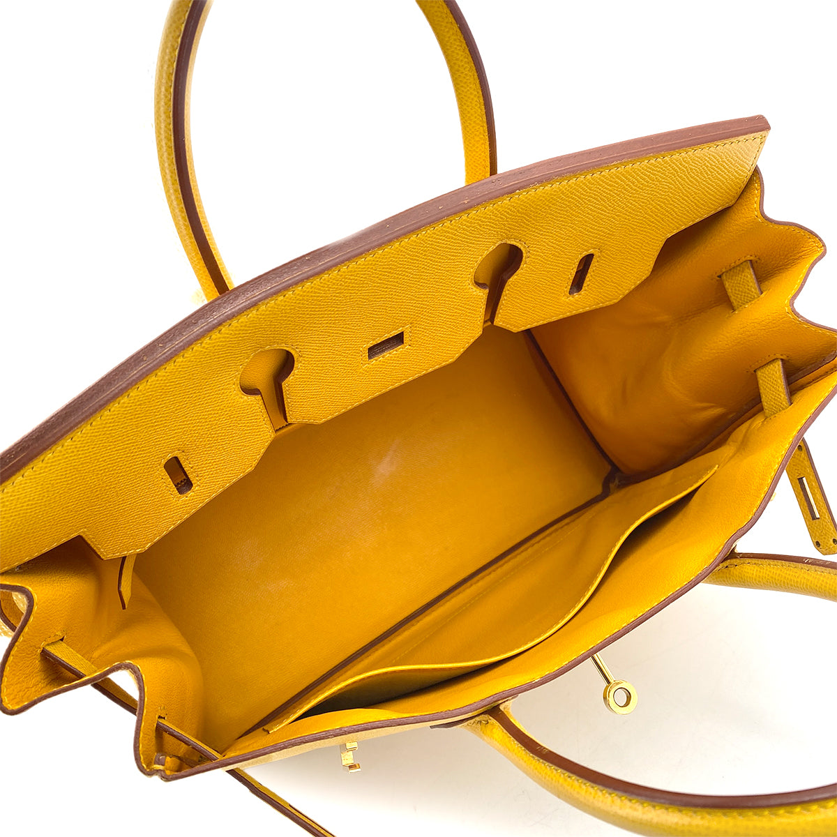 HERMES HAUT A COURROIES 32 JAUNE COUCHEVEL HAND BAG □A 90258052