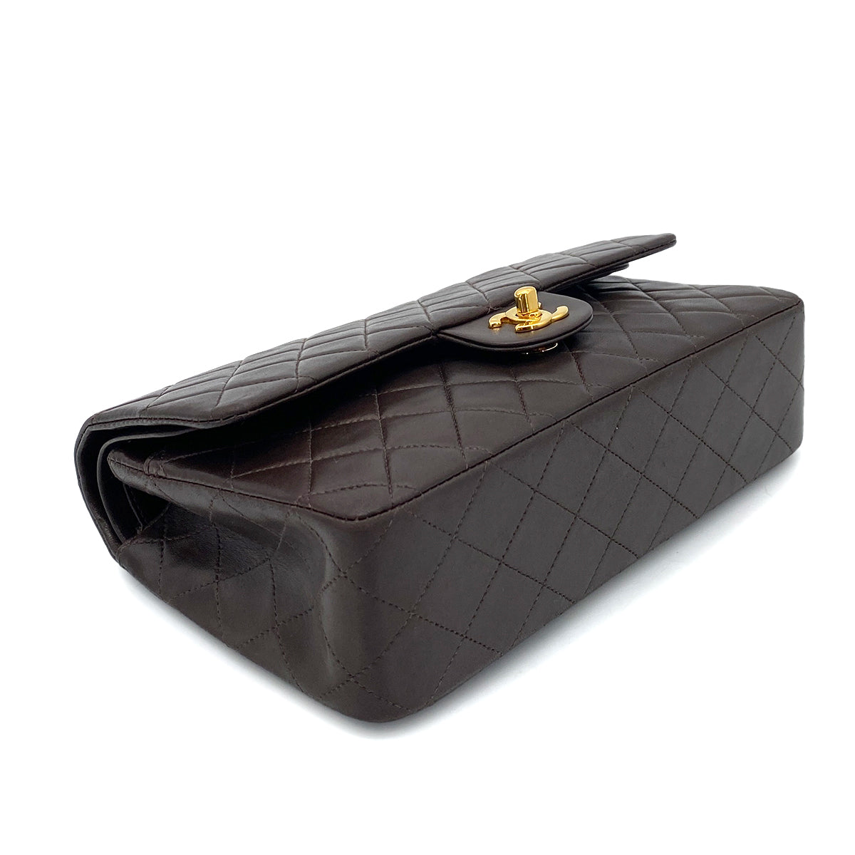 CHANEL VINTAGE CLASSIC FLAP MEDIUM CHAIN SHOULDER BAG BROWN LAMB SKIN 90258057