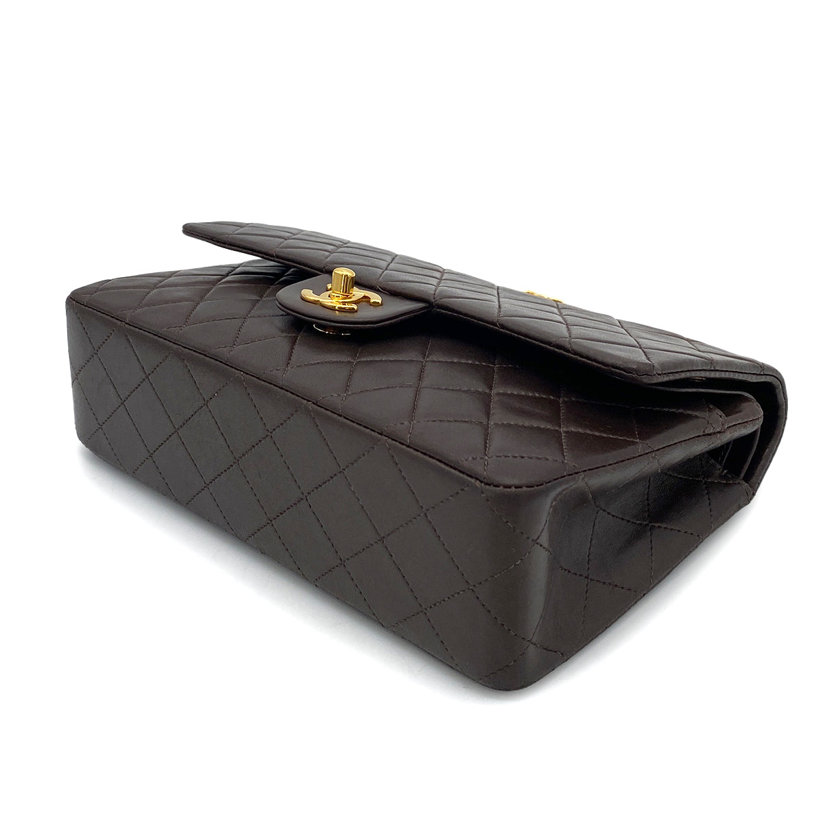 CHANEL VINTAGE CLASSIC FLAP MEDIUM CHAIN SHOULDER BAG BROWN LAMB SKIN 90258057