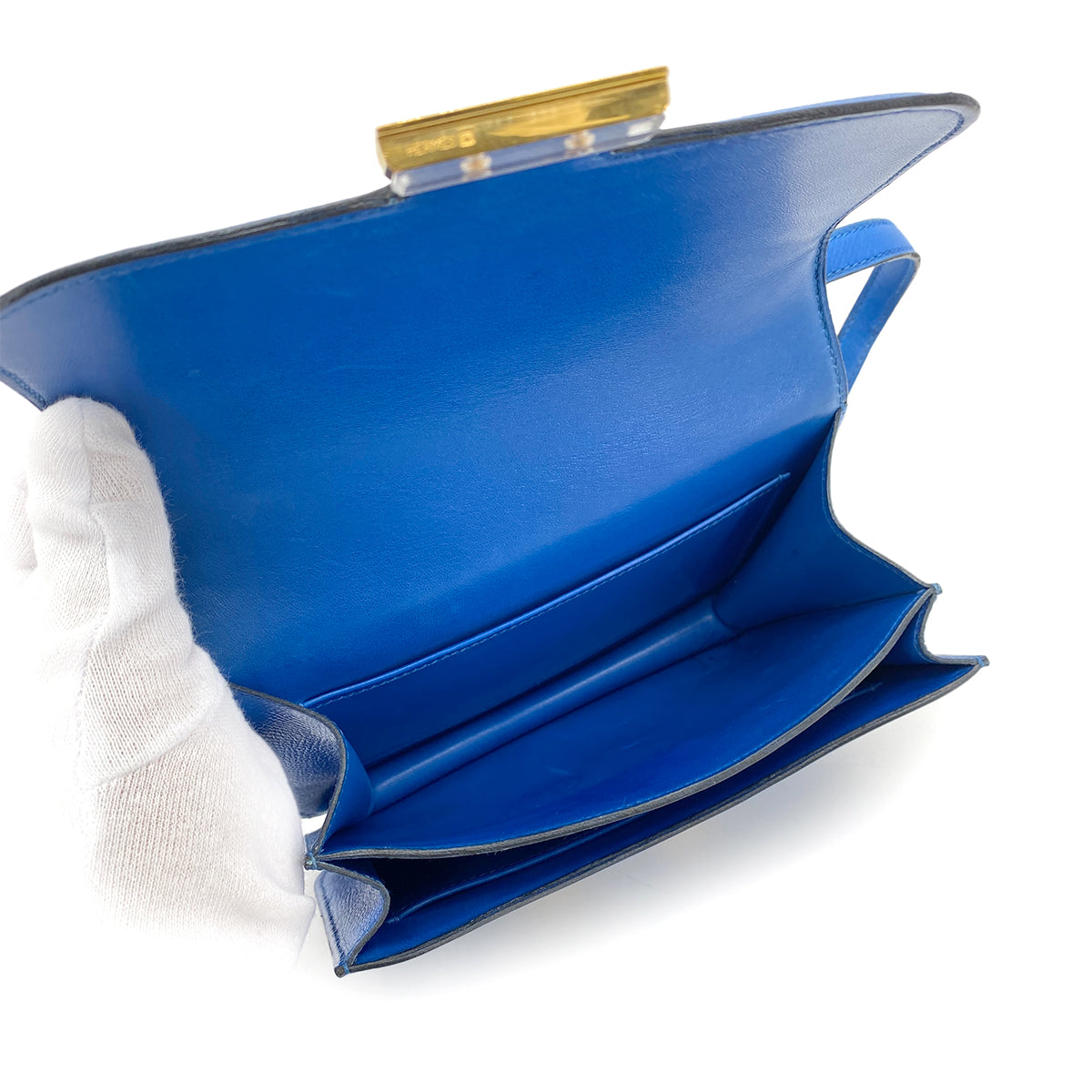 HERMES CONSTANCE MINI 18 BLUE COUCHVEL SHOULDER BAG 〇X 90258059