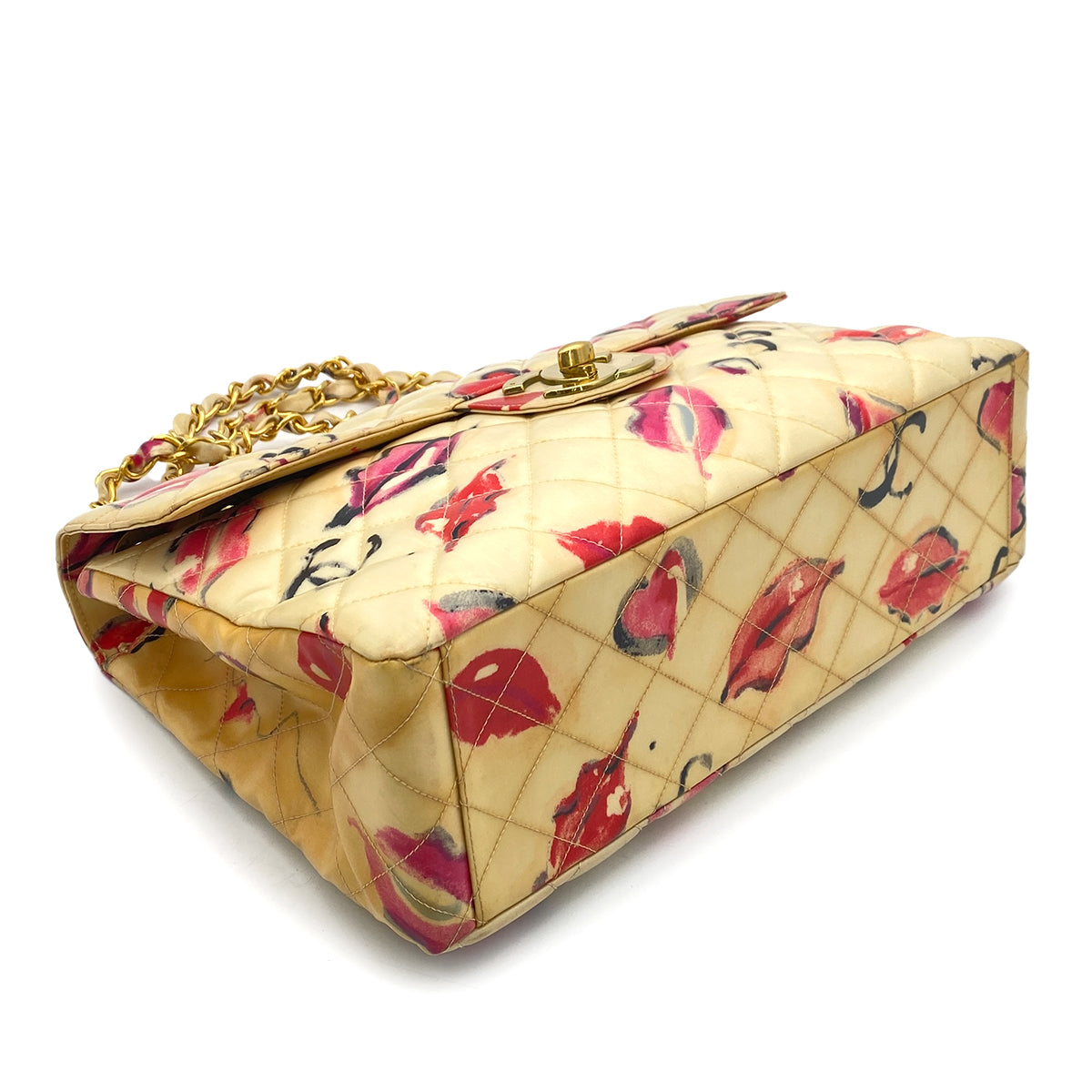 CHANEL VINTAGE MAXI MATELASSE 34 CHAIN SHOULDER BAG MULTICOLOR PVC LIPS&KISSES 90258063