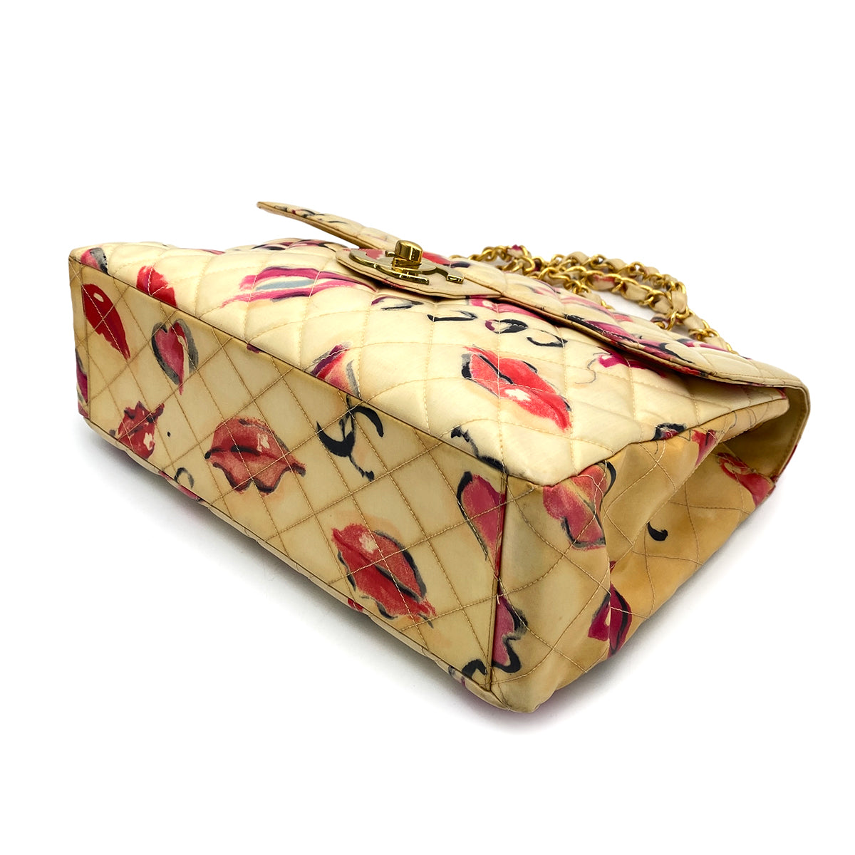 CHANEL VINTAGE MAXI MATELASSE 34 CHAIN SHOULDER BAG MULTICOLOR PVC LIPS&KISSES 90258063