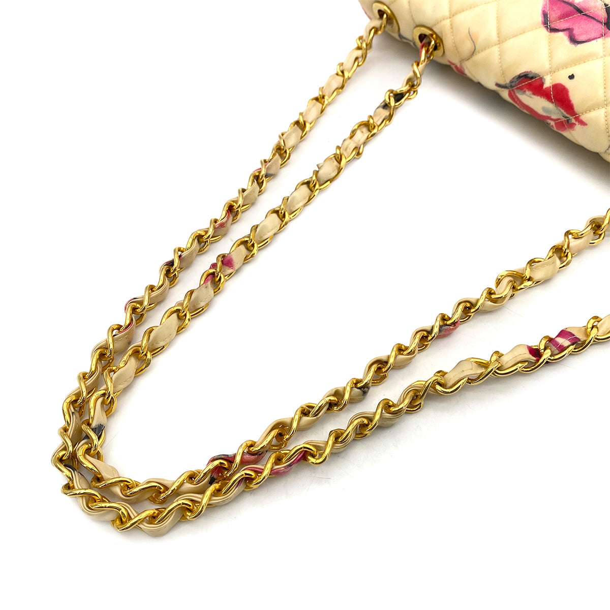 CHANEL VINTAGE MAXI MATELASSE 34 CHAIN SHOULDER BAG MULTICOLOR PVC LIPS&KISSES 90258063