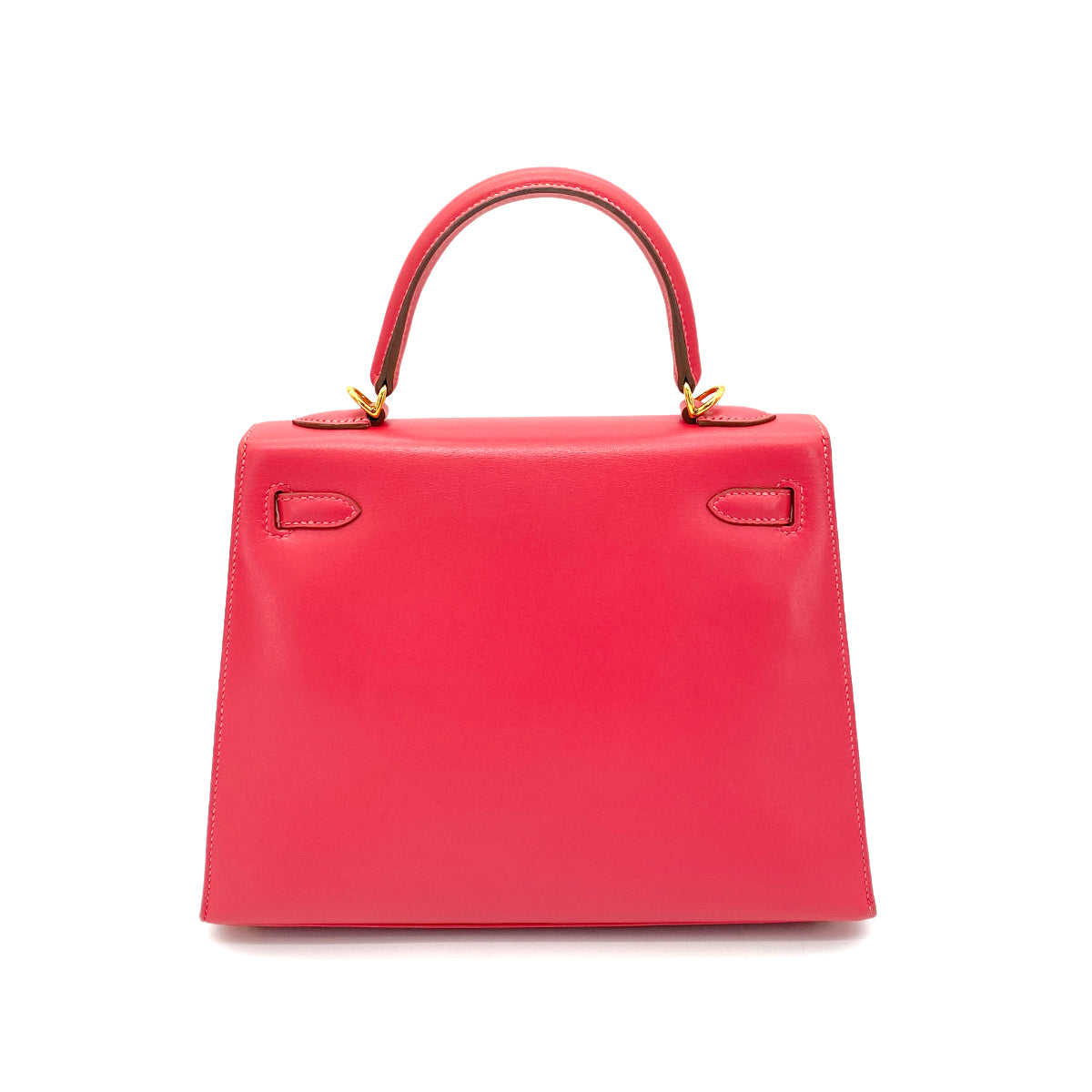 HERMES KELLY 25 SELLIER ROSE AZALEE BOX CALF HAND SHOULDER BAG GHW A 90258089