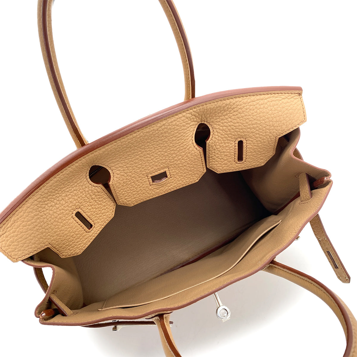 HERMES BIRKIN 30 TABAC CAMEL TAURILLON CLEMENCE HAND BAG □M SHW 90258092