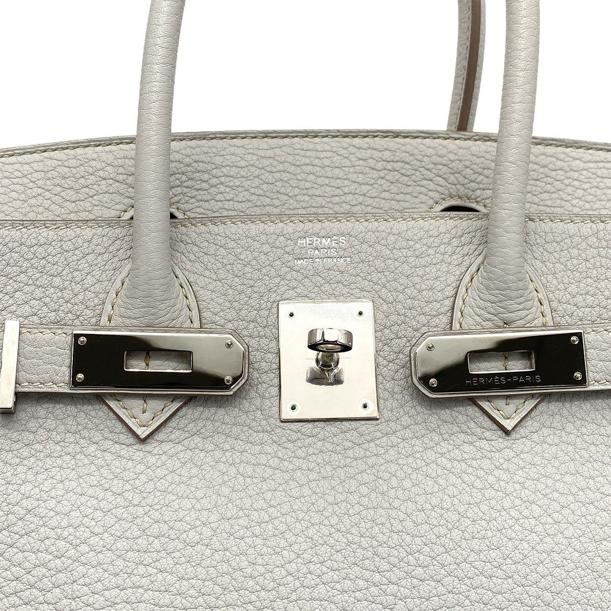 HERMES BIRKIN 30 GRIS PERLE FJORD HAND BAG □Q SHW 90258097