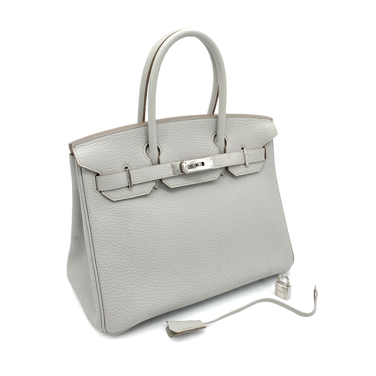 HERMES BIRKIN 30 GRIS PERLE FJORD HAND BAG □Q SHW 90258097