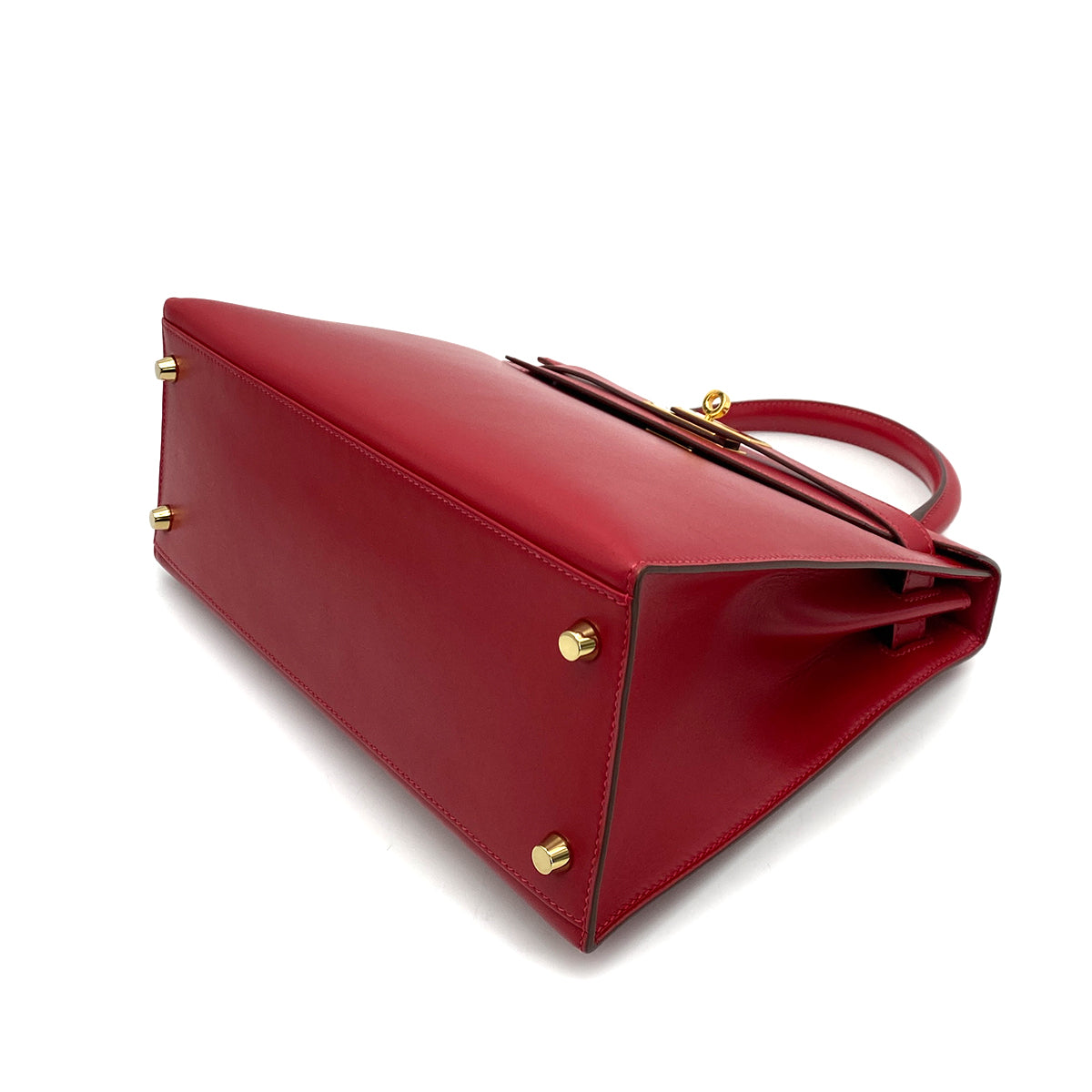 HERMES KELLY 28 SELLIER ROUGE VIF VEAU TADELAKT HAND SHOULDER BAG A GHW 90258099