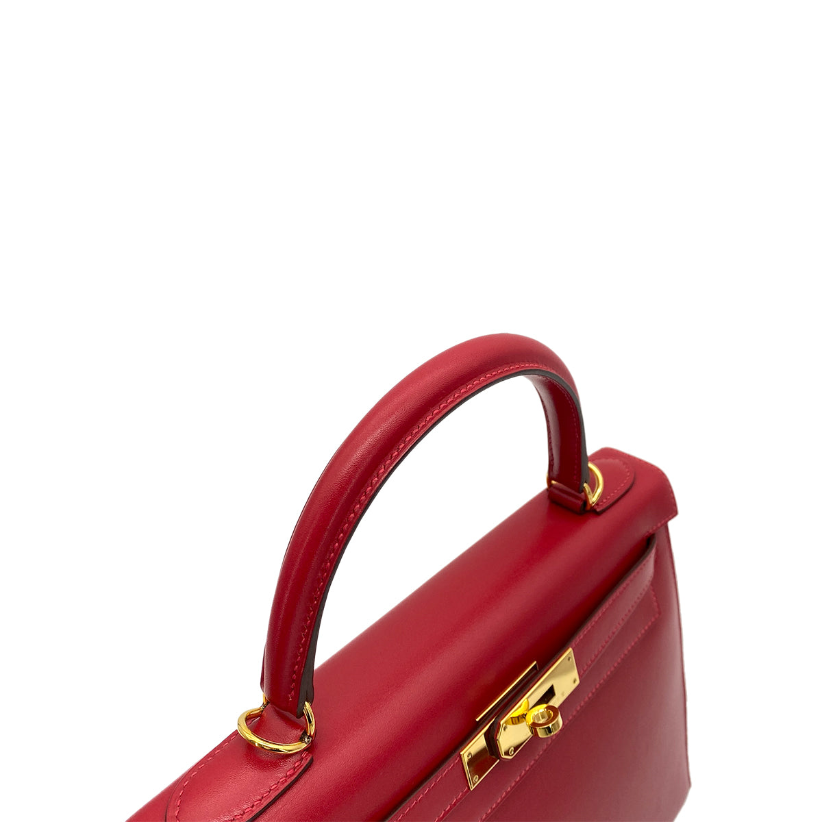HERMES KELLY 28 SELLIER ROUGE VIF VEAU TADELAKT HAND SHOULDER BAG A GHW 90258099