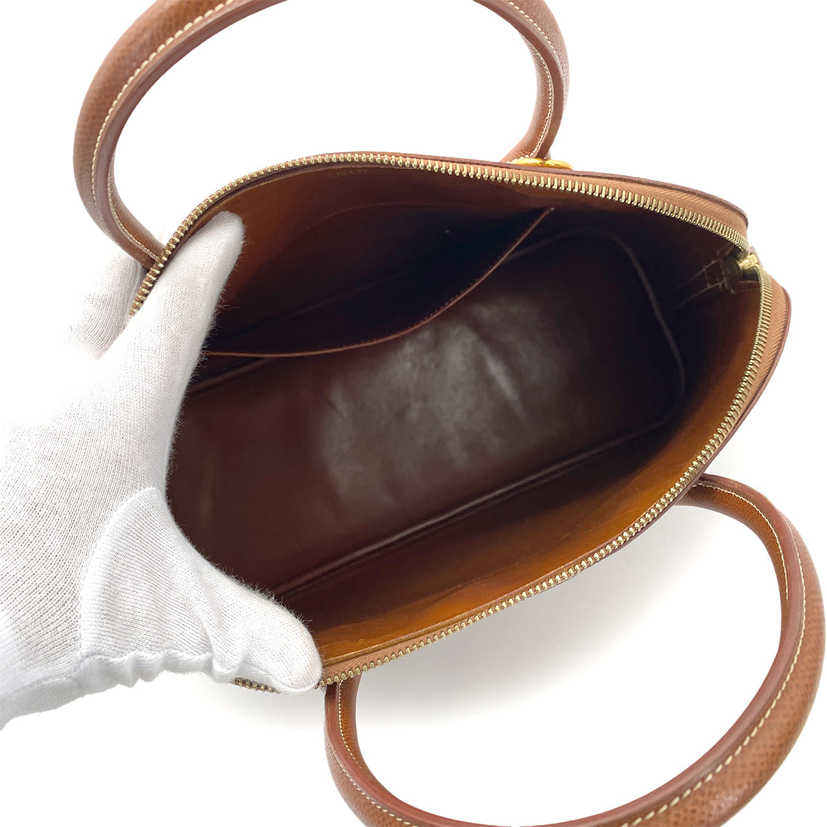 HERMES BOLIDE 35 FAUVE COUCHEVEL HAND SHOULDER BAG □G 90258100