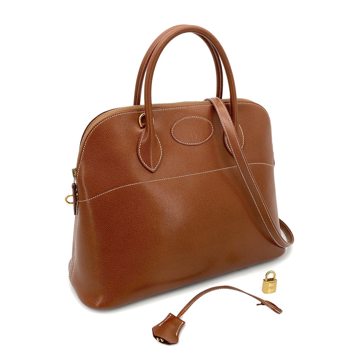 HERMES BOLIDE 35 FAUVE COUCHEVEL HAND SHOULDER BAG □G 90258100