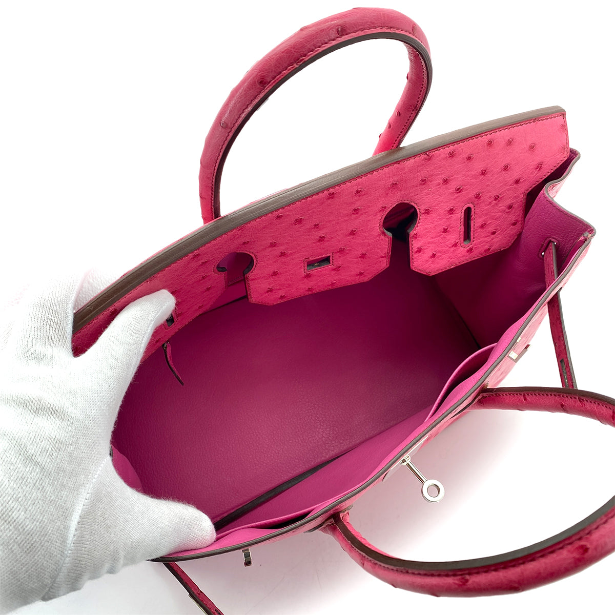 HERMES BIRKIN 35 FUCHSIA OSTRICH HAND BAG □I SHW 90258104